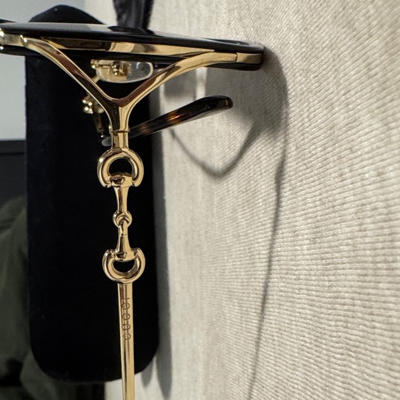 Gucci Black Sunglasses with Gold Accents - Picture 3 of 6